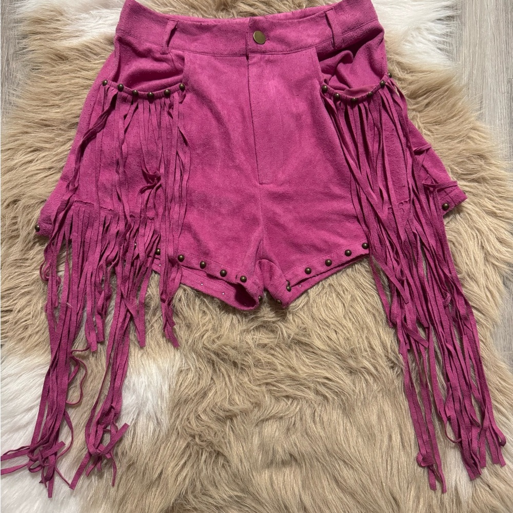 Women’s Fringe Festival Shorts in Magenta